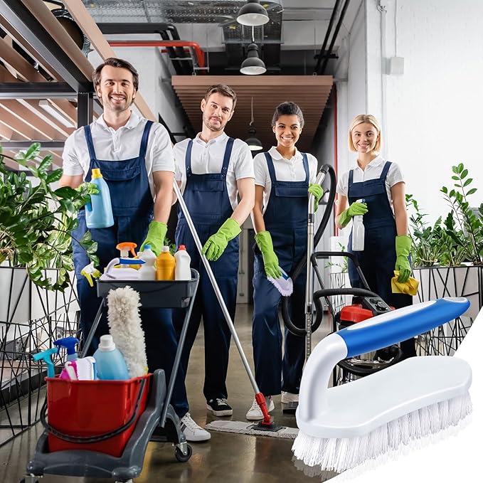 Lallisa 12 Pcs Scrub Brush for Cleaning with Handle Comfortable to Grip Heavy-Duty Flexible Stiff Bristles Scrubber Brushes Bulk for Shower Bathroom Carpet Kitchen Floor Tiles (Blue)