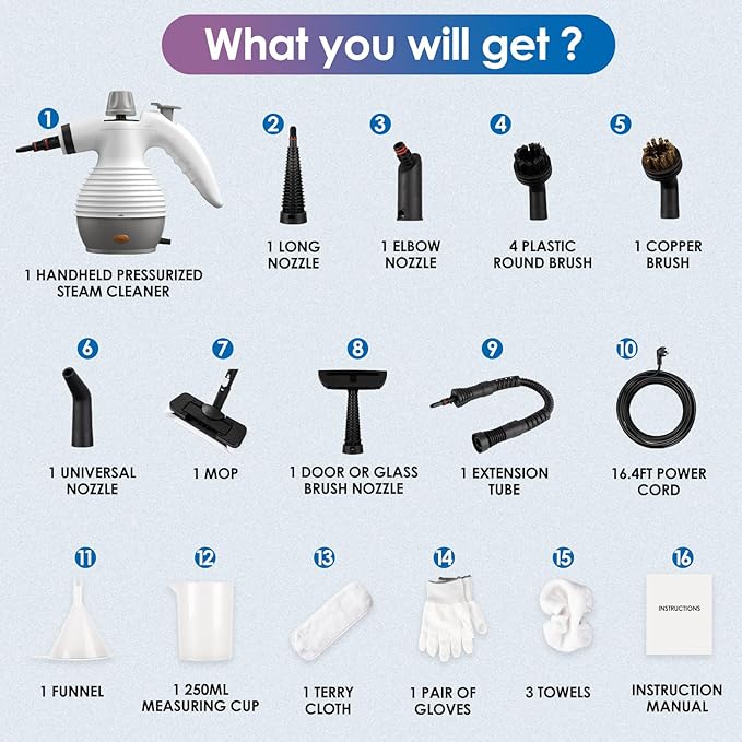 Steam Mop with Detachable Handheld Steamer, Steam Cleaner for Home, 350ml Tank, 230°F Powerful Steam Mop Cleaner for Tiles,Grout,Windows,Kitchen,Bath,Floor Cleaning