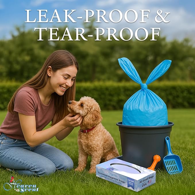 Heaven Scent Hygiene Bags 1.5MIL ULTRA-THICK Discreet Waste Disposal | MADE IN THE USA | Mild Baby Powder Scented Trash Bags for Adult Briefs & Feminine Products - Small, 50 Bags