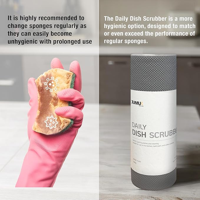 Daily Dish Scrubber Sheet Non-Scratch Household Disposable Cleaning Sponges | Recyclable, Eco-Friendly & Perfect for Kitchen, Home Cleaning and Outdoor Use (1, Grey)