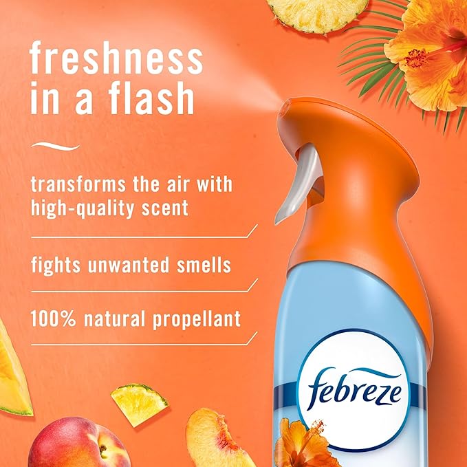 Febreze Air Freshener and Odor Fighter Spray, Hawaiian Aloha Scent, 8.8 Oz (Pack of 6)