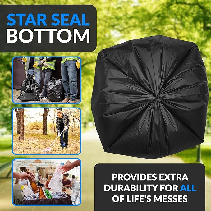 Reli. 95 Trash Bags Heavy Duty | 30 Trash Bags | Super Sizeable for Serious Garbage Cleanup (Black)