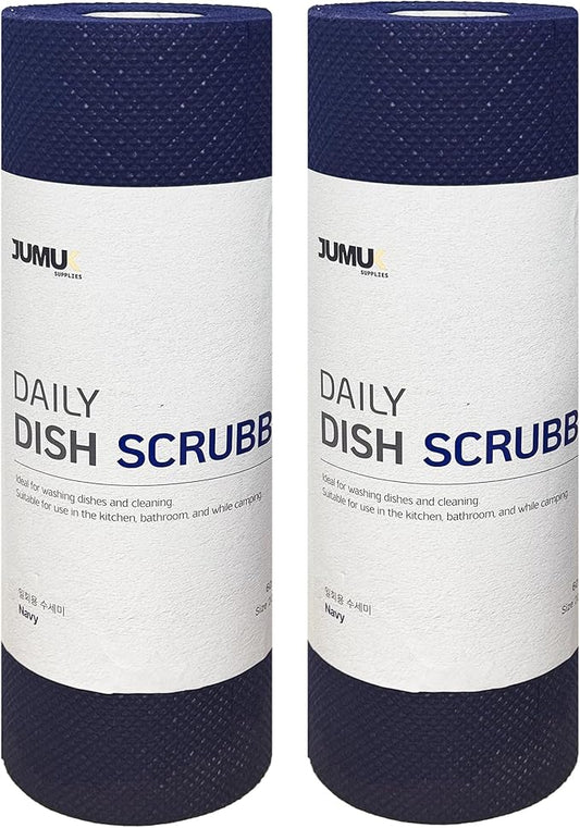 Daily Dish Scrubber Sheet Non-Scratch Household Disposable Cleaning Sponges | Recyclable, Eco-Friendly & Perfect for Kitchen, Home Cleaning and Outdoor Use (2, Navy)