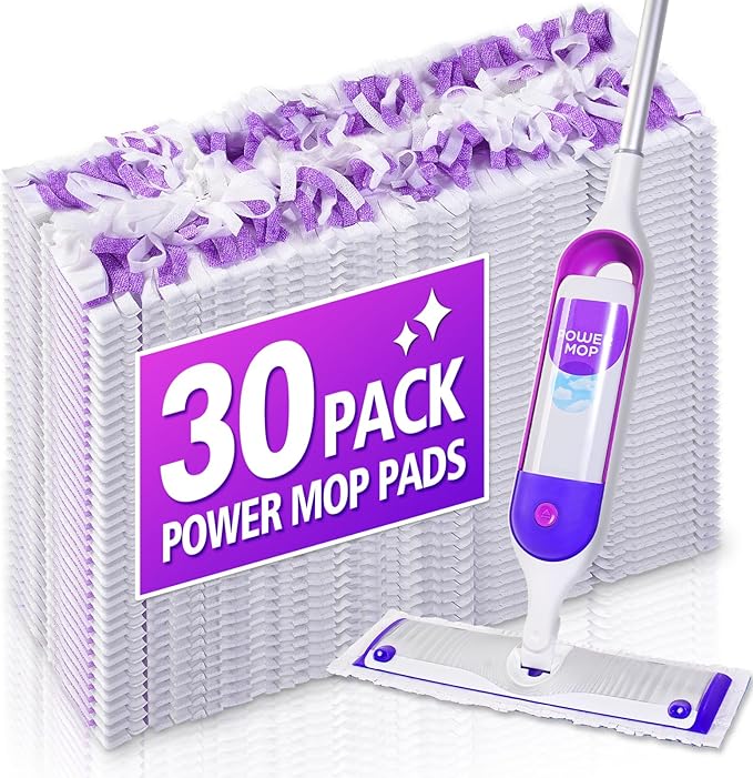 Disposable Power Mop Refills Pads Compatible with Swiffer Power Mop,Multi-Surface Replacement Mopping Pads Refills for All Finished Floors,30 Count