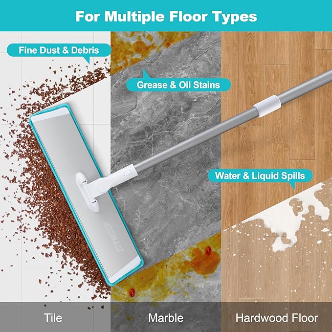 JOYMOOP 18 Inch Commercial Dust Mop for Hardwood Floors, Heavy Duty Industrial Wet Dry Mops with Telescopic Handle, Includes 5 Microfiber Mop Pads