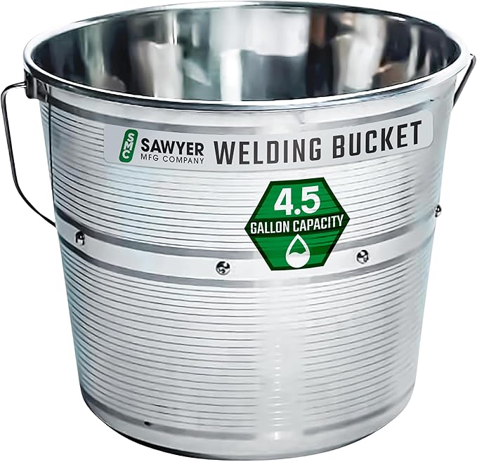 Sawyer’s Stainless Steel Welding Rod Bucket - 4.5 Gal Metal Pail with Partitioned Storage for Electrodes & Stubs, Holds 500+ lbs, Portable Handle, Durable Design for Tools & Storage