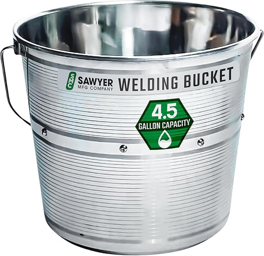 Sawyer’s Stainless Steel Welding Rod Bucket - 4.5 Gal Metal Pail with Partitioned Storage for Electrodes & Stubs, Holds 500+ lbs, Portable Handle, Durable Design for Tools & Storage