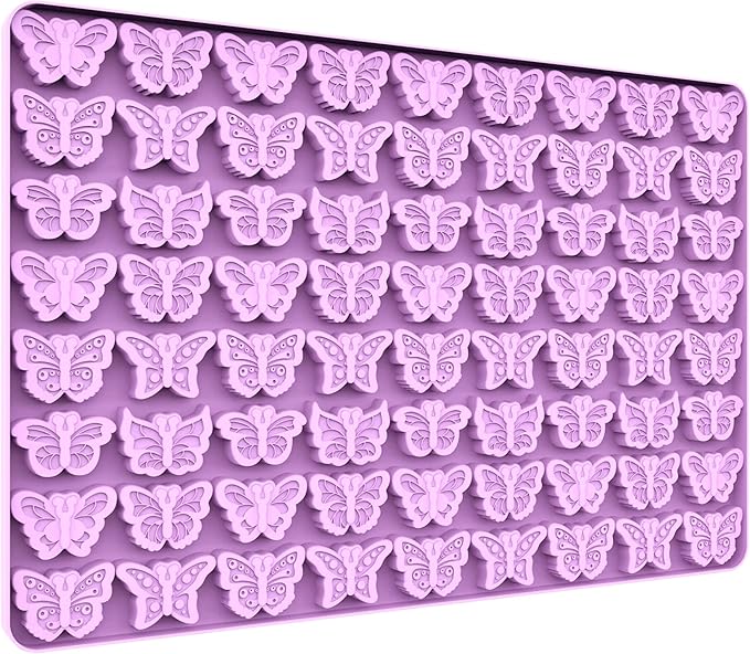 Mini Butterfly Silicone Molds for Chocolate Gummy Candy, Butterfly Mint Molds Ice Cube Molds with Scraper (butterfly)