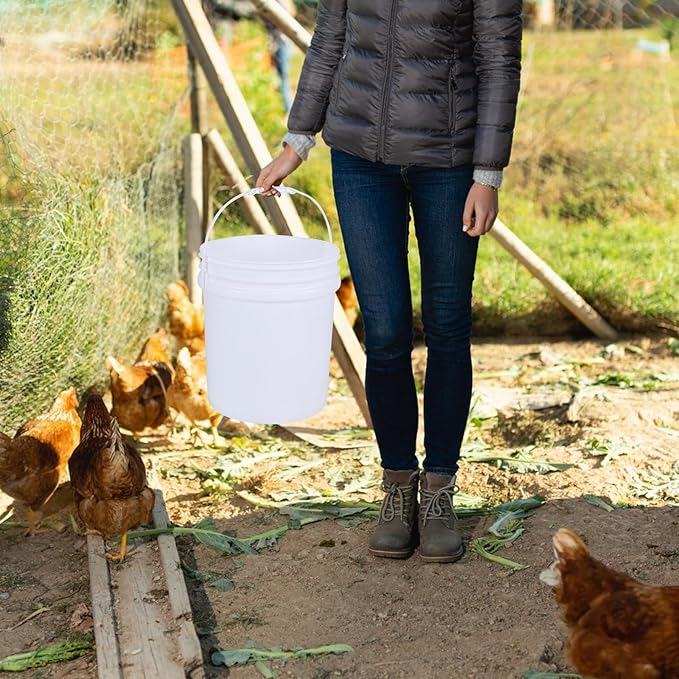 7 Gallon White Plastic Bucket Pail Container with Lids, Food Grade Bucket Pail with Airtight Lid, 4 Pack