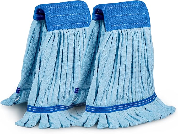 2 Pack - Large Commerical Microfiber Tube Mop 400GSM - Heavy Duty Industrial Wet Mop Head Refill, Thick Fiber, Replacement Heads, Extra Absorbent