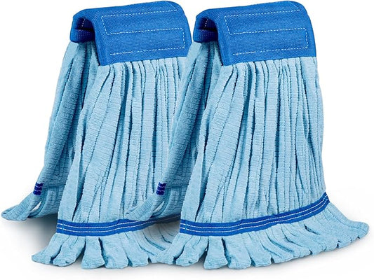 2 Pack - Large Commerical Microfiber Tube Mop 400GSM - Heavy Duty Industrial Wet Mop Head Refill, Thick Fiber, Replacement Heads, Extra Absorbent