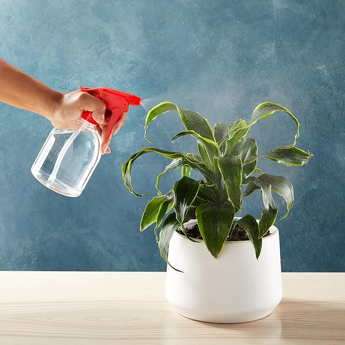 Juvale Spray Bottles for Cleaning & Hair Care - 16 oz, Clear & Red, 6-Pack - Plastic Spray Bottles Adjustable Nozzle Mist & Stream - Refillable Plant Sprayer