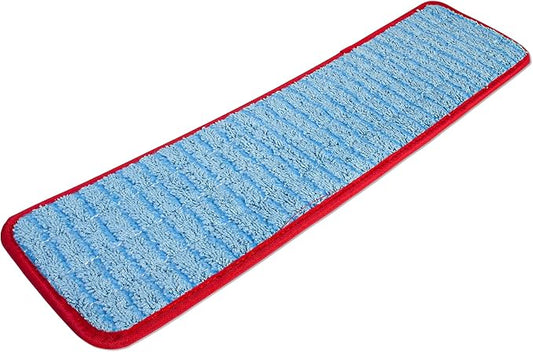 CleanAide Twist Yarn Microfiber Flat Mop Pad with Scrub Strips, Reusable Washable Wet & Dry for Dust, Dirt & Grime, Extra Absorbent, Hook and Loop Backing, Fits Standard 24 Inch Frames, Red