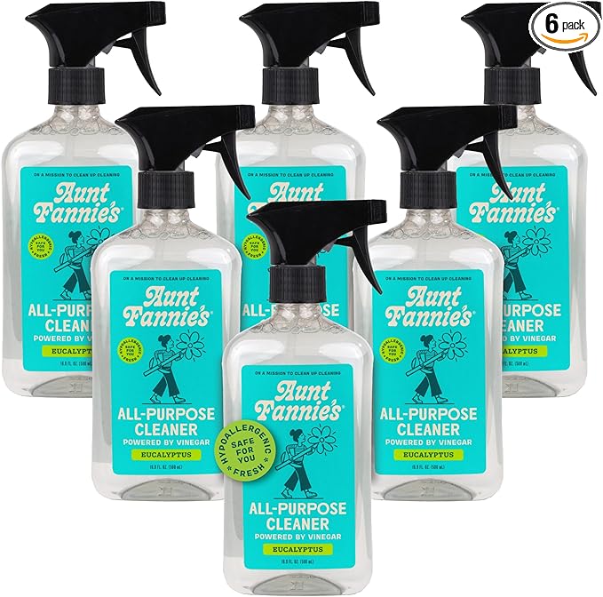 Aunt Fannie's All Purpose Household Cleaner, Multi-surface Spray, Powered by Vinegar for Kitchen, Bath, Windows and Countertops, Eucalyptus Scent (Pack of 6)