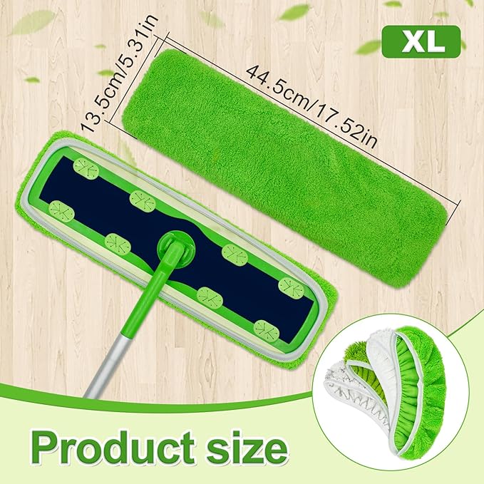 8 Pack Microfiber Mop Pads for Swiffer XL Mops Reusable Wet and Dry Mopping Cloths Compatible with Swiffer Sweeper XL,Washable XL Mop Refill Replacement for All Hardwood Dry & Wet Cleaning