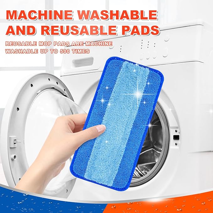 DR DAPPER Reusable Wet Jet Pads Compatible with Swiffer WetJet Mop, 2 Pack Wet Jet Refills, Reusable Wet Pads, Microfiber Mop Pad Refills for Floor Mopping and Cleaning, Wet & Dry Use Refills, Blue