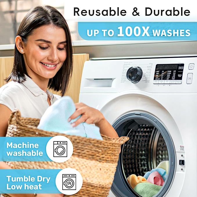 Microfiber Cleaning Cloths Roll, 75 Pack Tear Away Microfiber Towels Roll, 12" x 12" Lint Free Rags, Reusable Cleaning Cloths, Washable, Scratch Free,Ultra Absorbent Dish Rags(Blue)