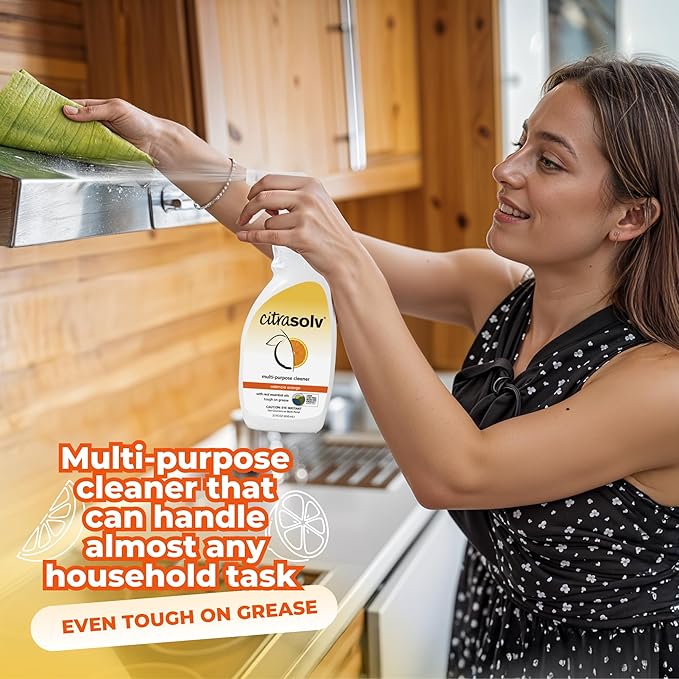 Citra Solv All Purpose Cleaning Spray – Powerful Citrus Degreaser for Kitchen & Bathroom, Multi-Surface Cleaner, No Harsh Chemicals, Valencia Orange 22oz (2 Pack)