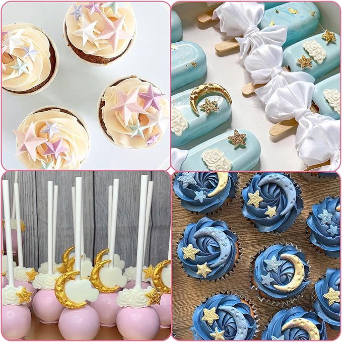 Moon Stars Silicone Fondant Molds Chocolate Candy Baking Molds for Gumpaste Sugarcraft Tool Cake Decorating Tools Epoxy Resin DIY Polymer Clay