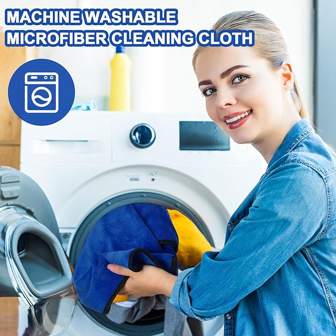 Tallew 40 Pcs Microfiber Towels 16 Inch x 16 Inch Microfiber Cloth Car Drying Towels for Cars Washing Polishing Office Windows Cleaning Household Supplies (Blue)