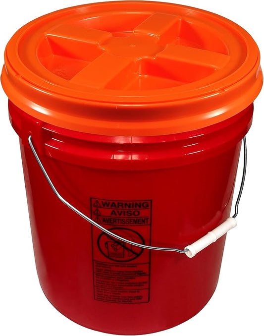 Red 5 Gallon 90 mil Bucket with Gamma Seal Lid (Orange)