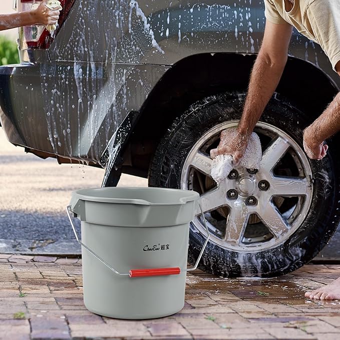 Teyyvn 4-Pack Commercial Round Bucket, 3.5 Gallon Industrial Round Utility Pail with Handle, Gray