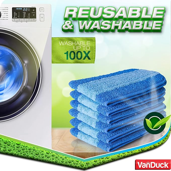 VanDuck Microfiber Cleaning Pads Compatible with Bona Mop (3 Pack) - Microfiber Mop Pads for Hardwood Floor for 18 Inch