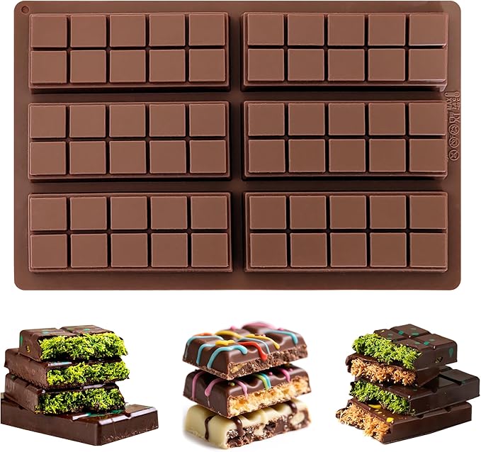 Silicone Chocolate Bar Mold - Non-Stick Durable Deep Dubai Chocolate Molds for Candy Bars, Dubai Pistachio, Energy & Protein Bars (10 Snap), Dishwasher Safe