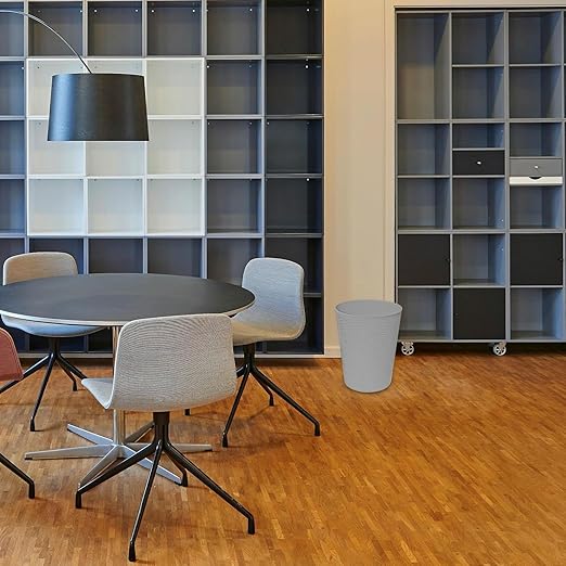 1.8 Gallons Small Trash Can, Decorative Wastebasket, Modern Leaf Pattern Design, Polypropylene Trash Can for Bathroom, Bedroom, Office (2, Grey)