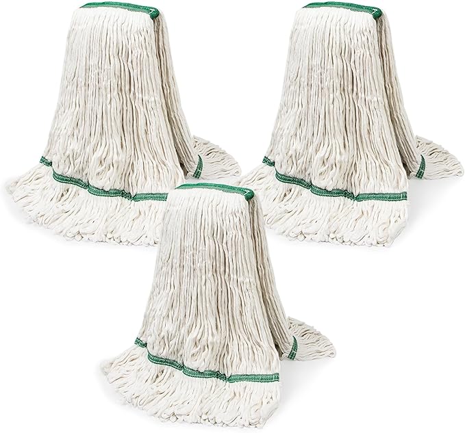 20oz mop Head Replacement, 3 Pack Heavy Duty Industrial Cotton Looped End String Cleaning Mop Head Refills,Used for Home,Garage,Office and Kitchen,White mop Head Replacement