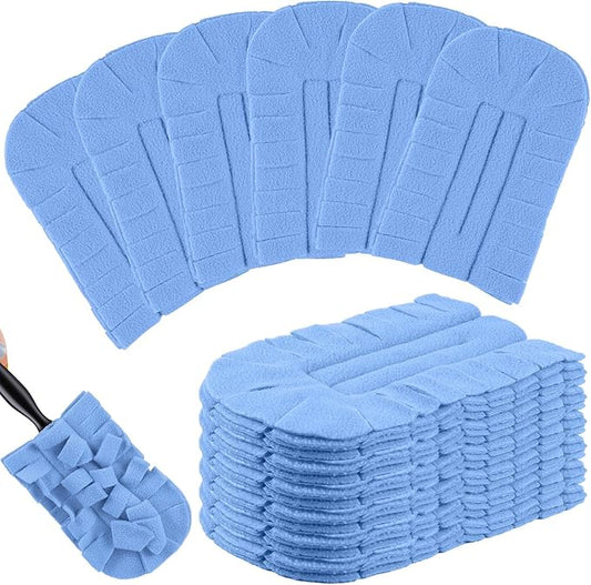 Zubebe 12 Pcs Duster Refill Reusable Fleece Duster Refills Feather Flat Dusters Multi Surface Washable Cleaning Pads Tools for Home, Blinds, Car, Pet, Furniture, Fans (Blue)