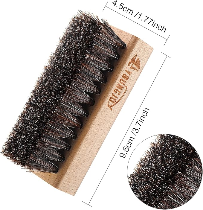 YoungJoy Sneaker Cleaning Brush Shoes Shine Dauber Nylon/Horsehair/Boar Cleaner Brushes Crepe Applicators(Horsehair bristle)