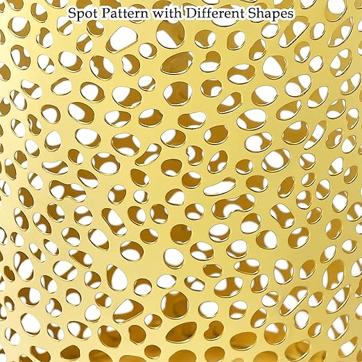 Metal Gold Trash Can, Modern Gold Garbage Can for Office, Cylindrical Metal Waste Basket for Bathroom Bedroom, 7" D x 12" H