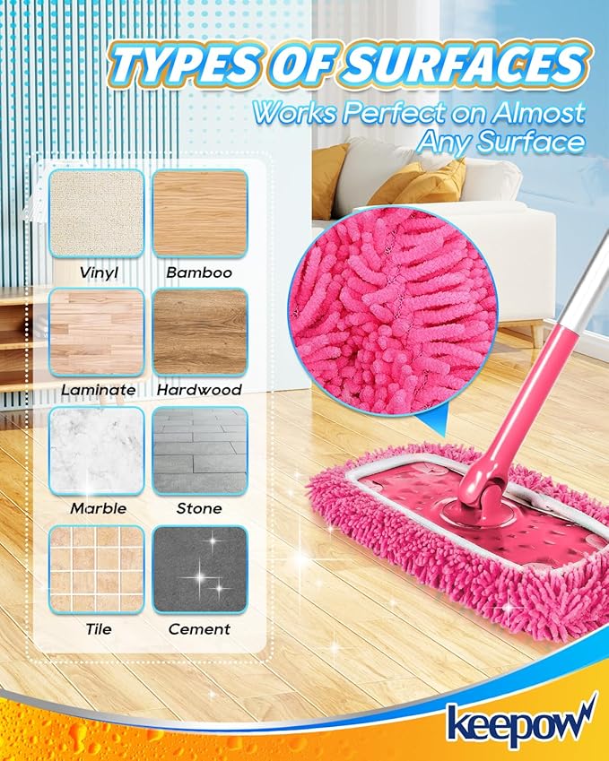 Reusable Microfiber Mop Pads Compatible with Swiffer Sweeper- 2 Pack Dry Sweeping Cloths & Wet Mopping Cloths - Washable Wet Pads Refill for Mopping Floors (Mop is not Included)