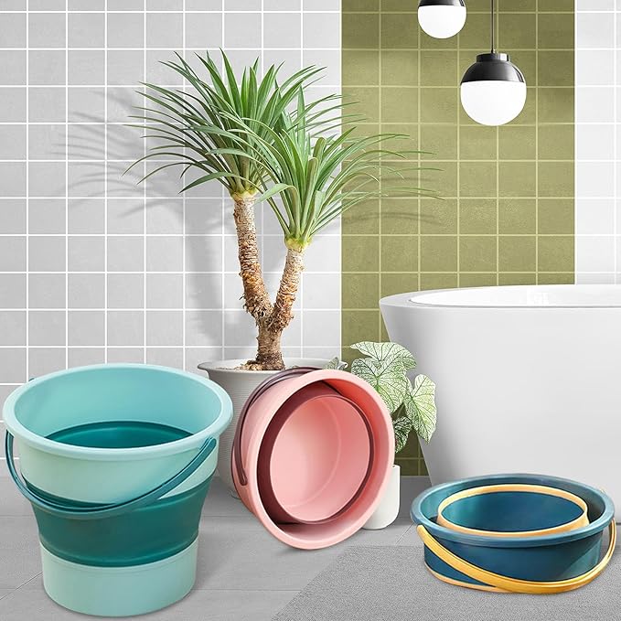 Collapsible Bucket 3PCS 4.5 Gallon/17L Small Plastic Household Cleaning Mop Buckets Foldable Water Bucket for Car Wash Fishing Camping Beach (Large 3 PCS)