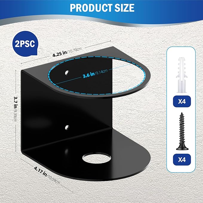 Spray Bottle Holder Wall Mount,2 Pcs Spray Can Holder,Spray Can Organizer with Screws,Spray Bottle Hanging Rack,Spray Paint Can Holder for Garage Home Workspace Van Organizer