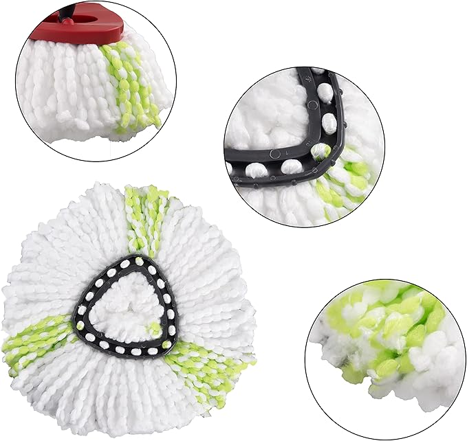 Matthew Cleaning 12Pack Green Microfiber Spin Mop Replacement Head Compatible with EasyWring Spin Mop Replace Head-EasyWring High Absorbency,Machine Washable,Microfiber Spin Mop Refills