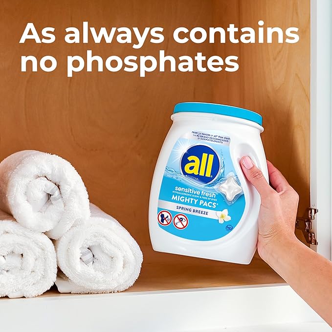 all Unit Dose Laundry Detergent, Mighty Pacs, Sensitive Fresh, 60 Count