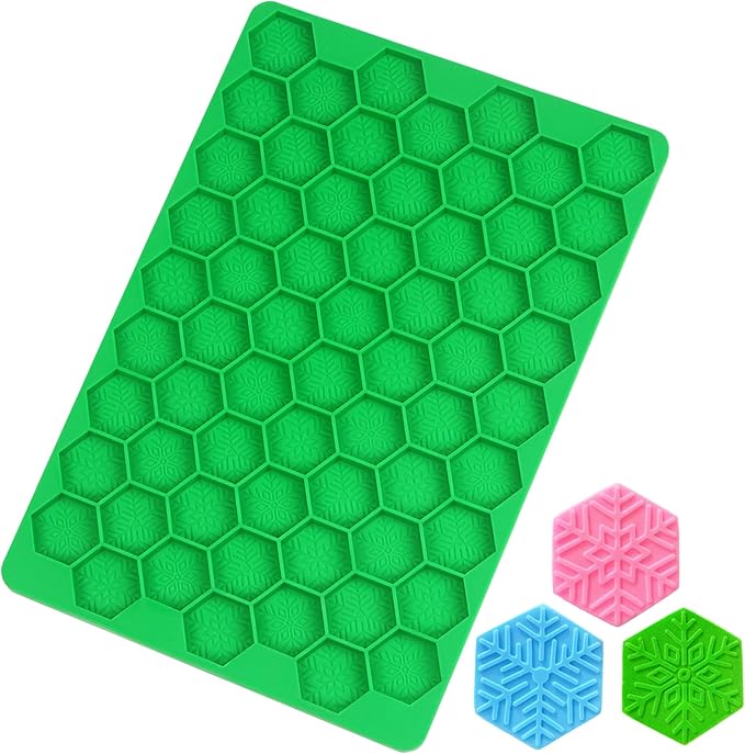Hexagon Snowflakes Silicone Molds for Chocolate, Gummy Candy, Wax Melts and Ice Cube Tray with Scraper