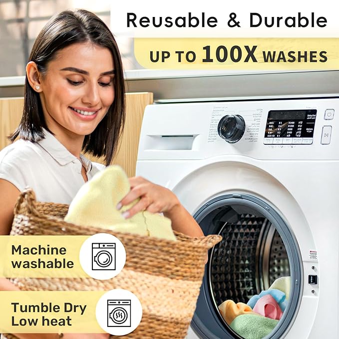 Microfiber Cleaning Cloths Roll, 75 Pack Tear Away Microfiber Towels Roll, 12" x 12" Lint Free Rags, Reusable Cleaning Cloths, Washable, Scratch Free,Ultra Absorbent Dish Rags(Yellow)