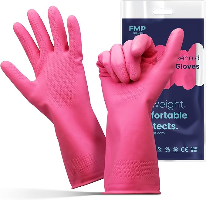 FMP Brands 3/6/12/60 Pairs Cleaning Gloves, Waterproof Rubber Gloves for Washing Dishes, Non-Slip Latex Dishwashing Gloves