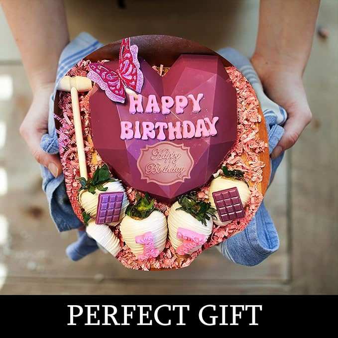 Letter Chocolate Molds, 5 Pack Fondant Letter Silicone Happy Birthday Mold for Cake Decoration Chocolate Covered Strawberries Cupcake Anniversary Party Baby Shower