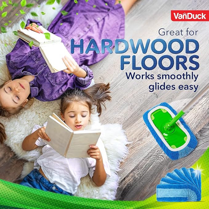 VanDuck Reusable Pet Heavy Duty Mop Pads Compatible with Swiffer Sweeper (4-Pack) - Washable Microfiber Mop Pads for Wet & Dry Use - All Purpose Floor Mopping and Cleaning Product