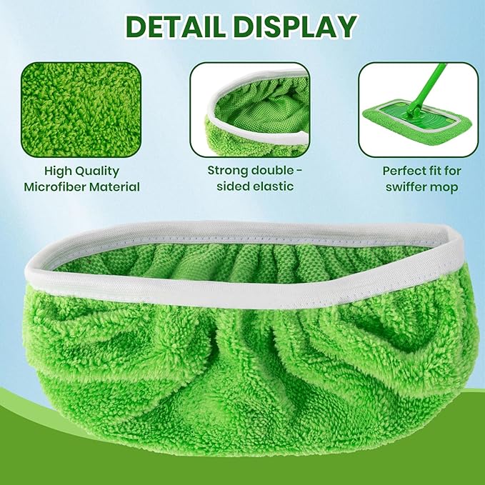 Reusable Swiffer mop Pads Swiffer Dry Sweeping Cloths 6 Pack Microfiber Wet Mop Pads Compatible with Swiffer Sweeper Mop Replacement Mopping pad Refills for Hardwood Surface Floor Cleaning