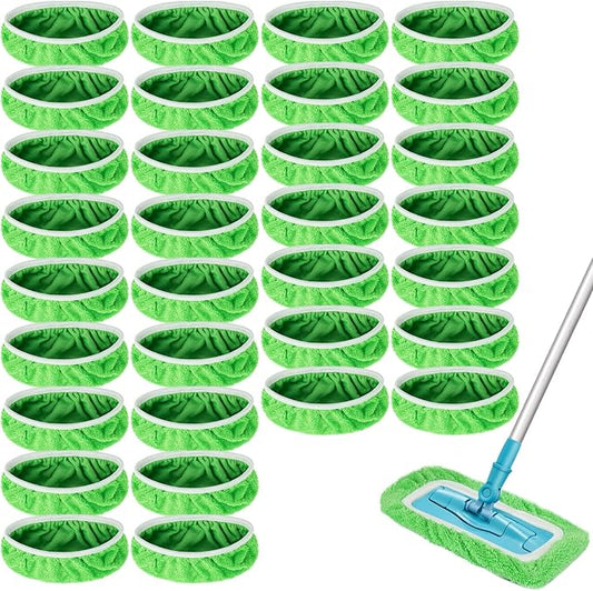 Reusable Dry Sweeping Cloths Microfiber Wet Mop Pads Compatible with Swiffer Sweeper Mop Replacement Sweeping Mopping pad Refills for Hardwood Surface Floor Cleaning (32)