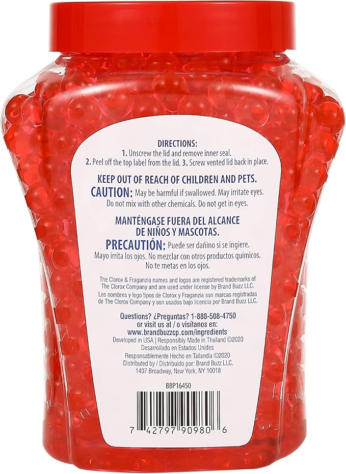 Clorox Fraganzia Crystal Beads Air Freshener in Cherry Burst Scent - Long-Lasting Room Deodorizer - Odor Eliminator Gel Beads to Freshen Home, Car, or Office, 12 Fl Oz