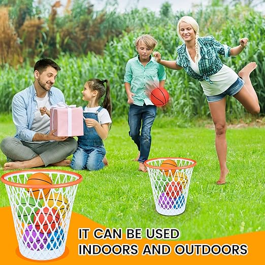 Basketball Trash Can,4.5 Gallon Wastebasket, Easter basket,Garbage Can, Basketball Hoop Style,Basketball Net Waste Basket,Basketball gift,Basketball-Themed Gift,Size Dia11"x12"for Basketball Party.