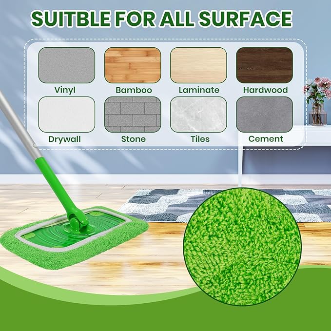 Reusable Swiffer mop Pads Swiffer Dry Sweeping Cloths 6 Pack Microfiber Wet Mop Pads Compatible with Swiffer Sweeper Mop Replacement Mopping pad Refills for Hardwood Surface Floor Cleaning