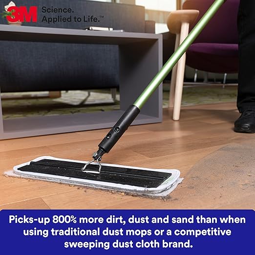 3M Easy Trap Sweep and Dust Sheets, 1 Roll of 60 5" x 6" Sheets, Disposable Easy Sweep Floor Duster, Picks Up 8x More Dirt, Dust, Sand, Hair, Works on Dry or Wet Surfaces, Hardwood Floors, 59032W