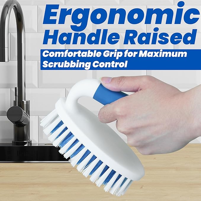 PHYEX Scrub Brush, 2 Pack Household Cleaning Brushes with Stiff Bristles, Scrubbing Brush for Carpet, Shower, Bathtub, Kitchen, Pool Tile, Bathroom Scrubber, Small